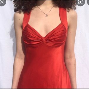 Calvin Klein Red Satin Crossback Dress
